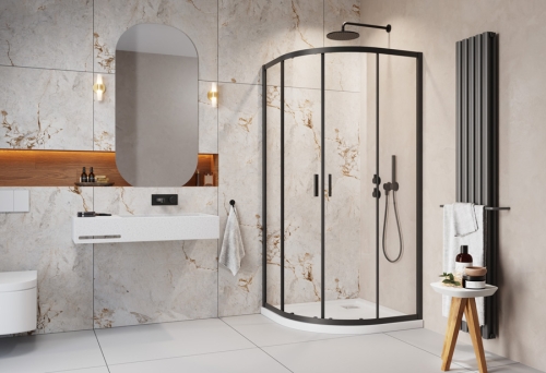 H2O Comfort Black A 80x80 cm íves zuhanykabin, fekete 10228080-54-01 (19671)