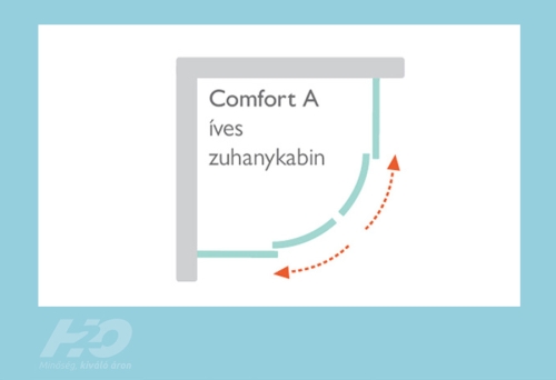 H2O Comfort Black A 90x90 cm íves zuhanykabin, fekete 10229090-54-01 (19672)