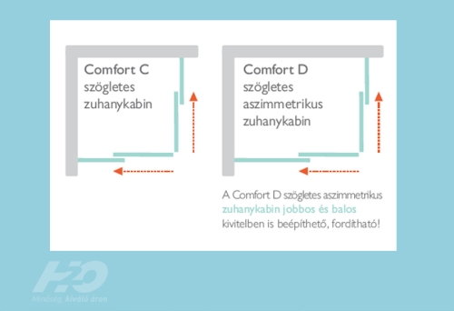 H2O Comfort Black C 90x90 cm szögletes zuhanykabin, fekete 10239090-54-01 (19674)