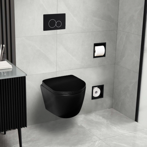 Balneo LUXA Rimless fali WC ülőkével, fekete G0101020101-1 (5905591090582)