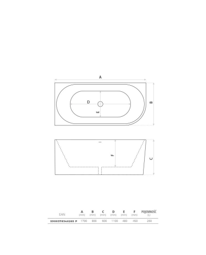 Lavita Caldera szabadonálló kád sarokba 170x80 cm balos, fehér 5900378346265