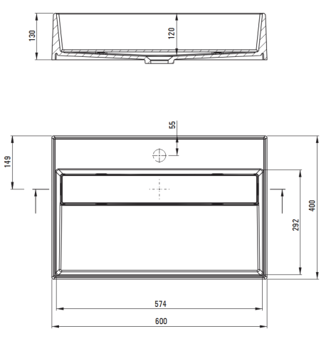 Deante Correo pultra tehető gránit mosdó 60x40 cm, matt fekete CQR_NU6M