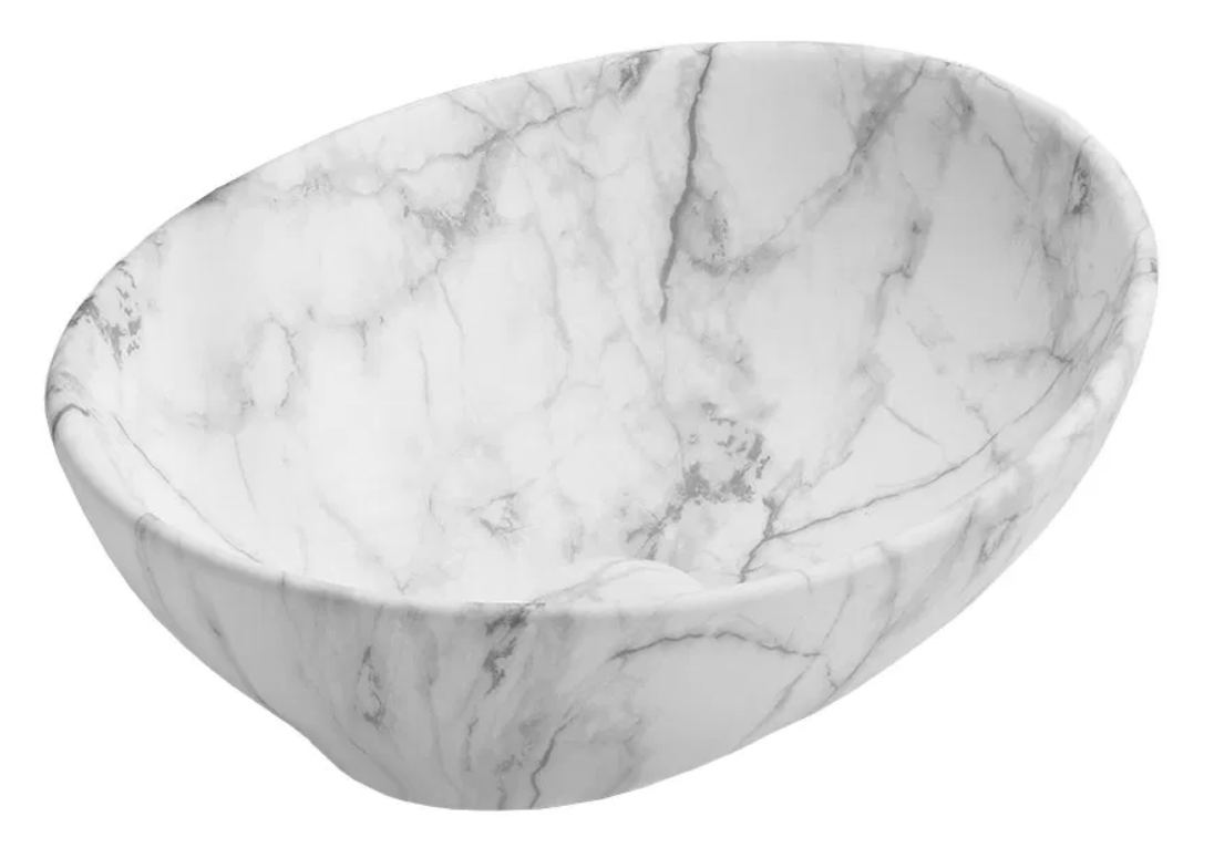 Mexen Elza pultra ültethető mosdó 40x33 cm, márványmintás fehér/szürke 21014094