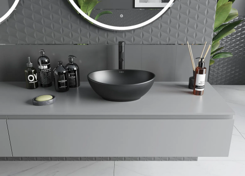 Mexen Elza pultra ültethető mosdó 40x33 cm, matt fekete 21014085