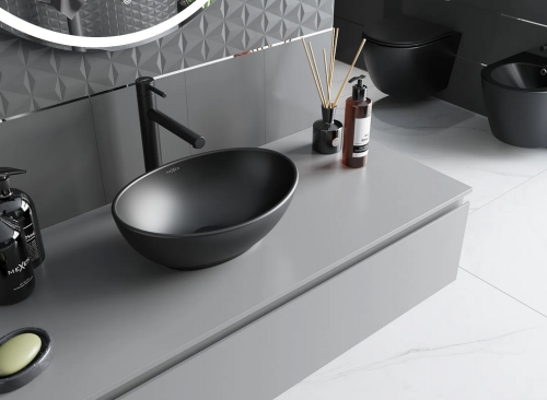 Mexen Elza pultra ültethető mosdó 40x33 cm, matt fekete 21014085