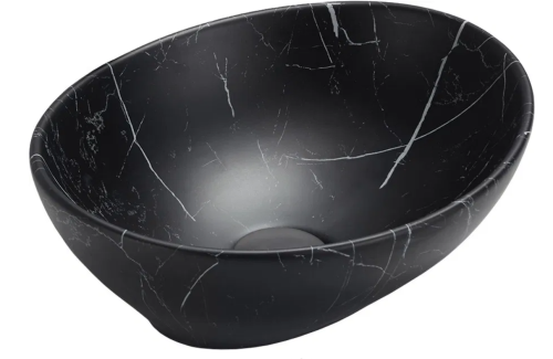 Mexen Elza pultra ültethető mosdó 40x33 cm, márványmintás fekete 21014099