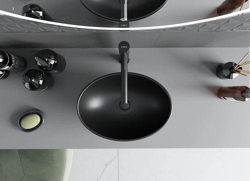 Mexen Elza pultra ültethető mosdó 40x33 cm, ezüst/fekete 21014023