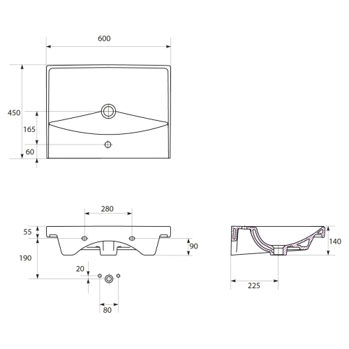 ÖSSZESZERELT - Cersanit Lara mosdószekrény City 60 mosdóval szettben, dió S801-143-DSM