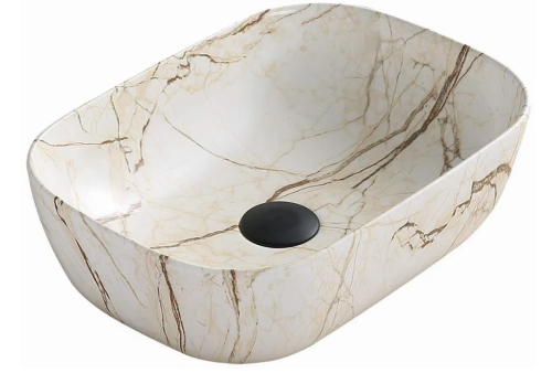Mexen Rita pultra ültethető mosdó 45x32 cm, márványmintás bézs 21084592