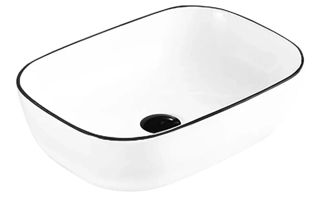 Mexen Rita pultra ültethető mosdó 45x32 cm, fehér/fekete perem 21084507