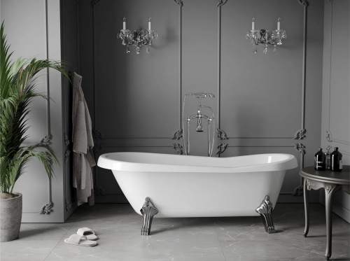 Mexen Retro szabadon álló kád 170x75 cm, fehér, króm lábbal 53251707500-00