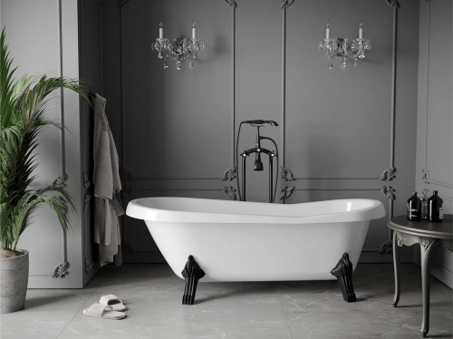 Mexen Retro szabadon álló kád 150x73 cm, fehér, fekete lábbal 53251507300-70