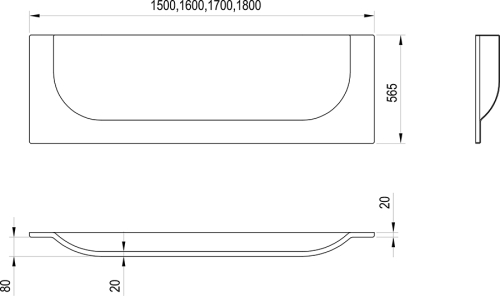 Ravak ARC 180 cm kád előlap, fehér CZE5100A00