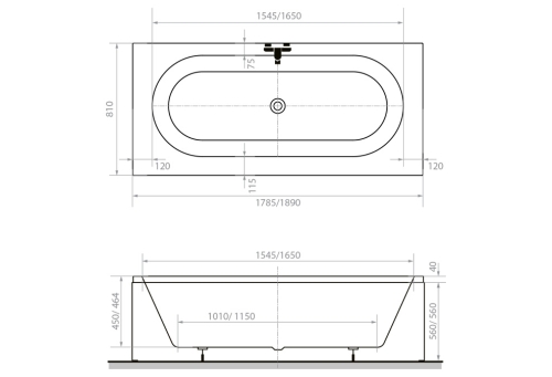 M-Acryl Flexa 179x81 cm vágható egyenes akril kád, fehér