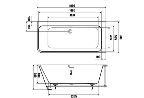 M-Acryl Iris C 160x73 cm jobbos szabadon álló akril kád, fehér 12634