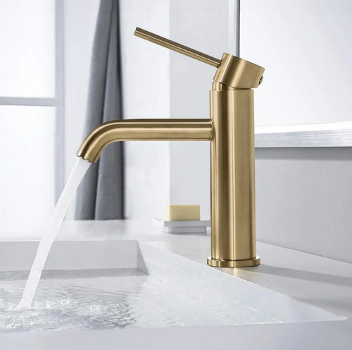 Rea Lungo Gold Brush mosdó csaptelep, szálcsiszolt arany  REA-B4527