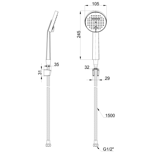 Invena KALITEA zuhanyszett, matt fekete AU-72-M04-V