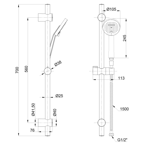 Invena MOONLIGHT zuhanyszett, matt fekete/rose gold AU-77-Z14-V