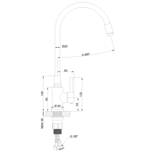 Invena SILVA ECO mosogató csaptelep flexibilis kifolyóval, inox/matt fekete BZ-86-043-L