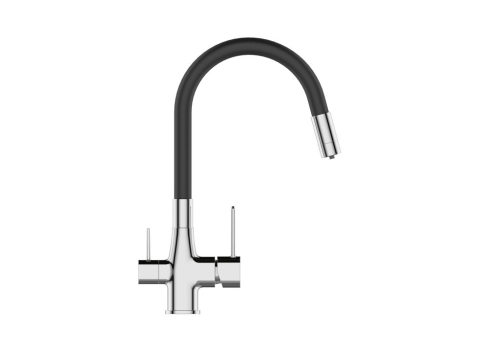 Invena GLAMOUR vízszűrős mosogató csaptelep flexibilis kifolyóval, króm/matt fekete BZ-02-F08-V
