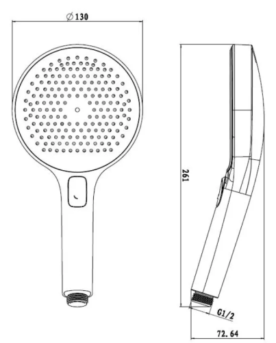 Kielle Oudee 3 funkciós 130-as kézizuhany Eco, króm 20402011E