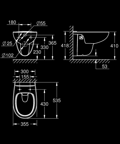 Grohe Bau Ceramic perem nélküli fali wc, fehér 112948SH00