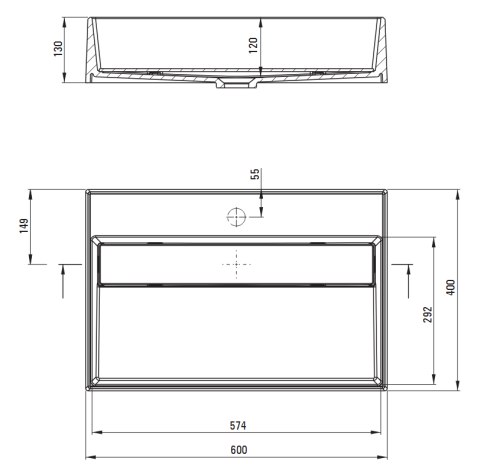 Deante Correo pultra ültethető gránit mosdó 60x40 cm, metál antracit CQR_TU6M