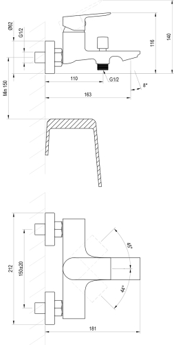 Ravak Plan PN 022.20BLM fali kádtöltő csaptelep, matt fekete X070514
