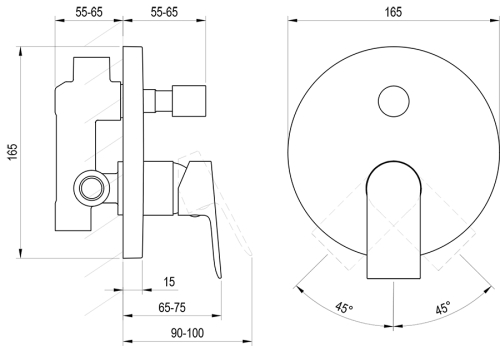 Ravak Plan PN 061.00CR.O2 falsík alatti csaptelep alaptesttel, króm X070510