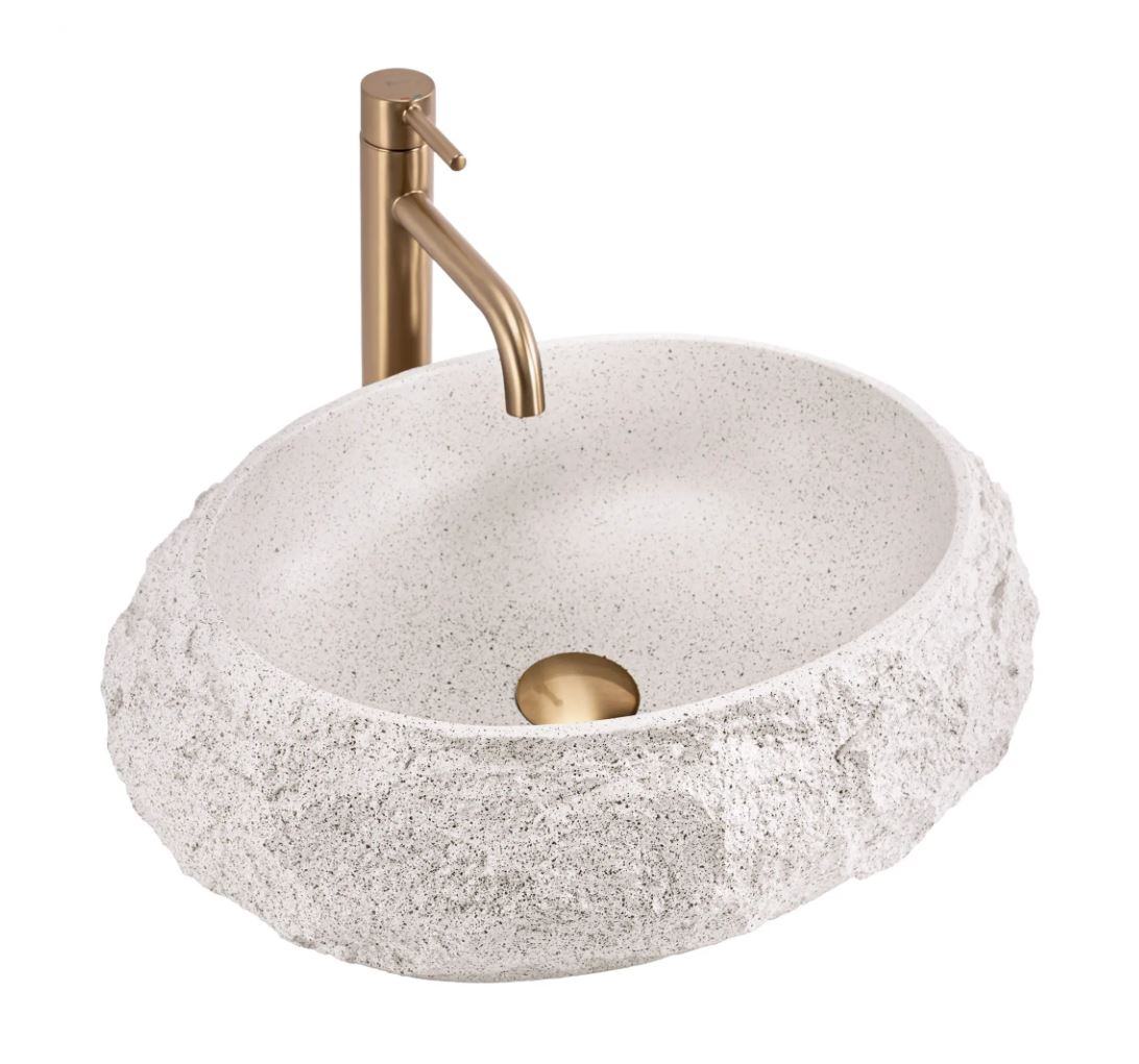 Rea Mika Beige 50x38 cm pultra ültethető kőhatású mosdó, bézs REA-U4332
