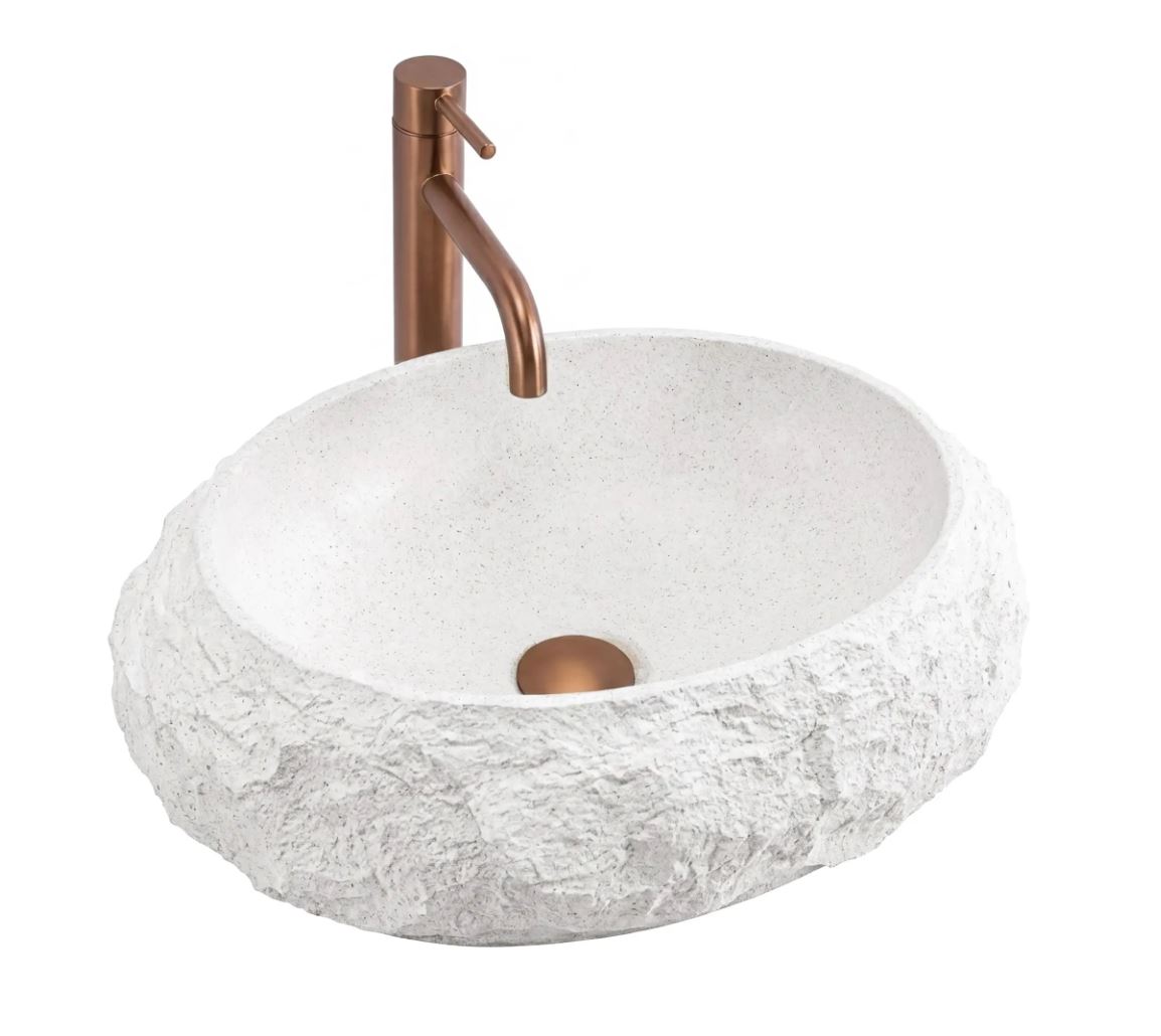 Rea Mika Ivory 50x38 cm pultra ültethető kőhatású mosdó, fehér REA-U7350