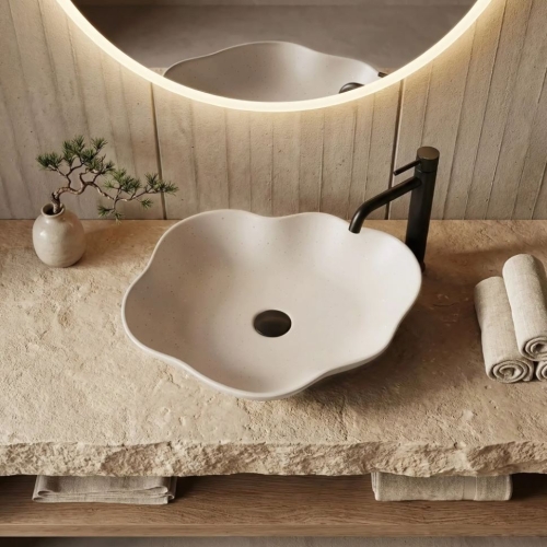 Rea Pearl Warm 50x38 cm pultra ültethető mosdó, bézs REA-U0617