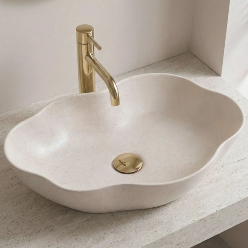 Rea Pearl Warm 50x38 cm pultra ültethető mosdó, bézs REA-U0617