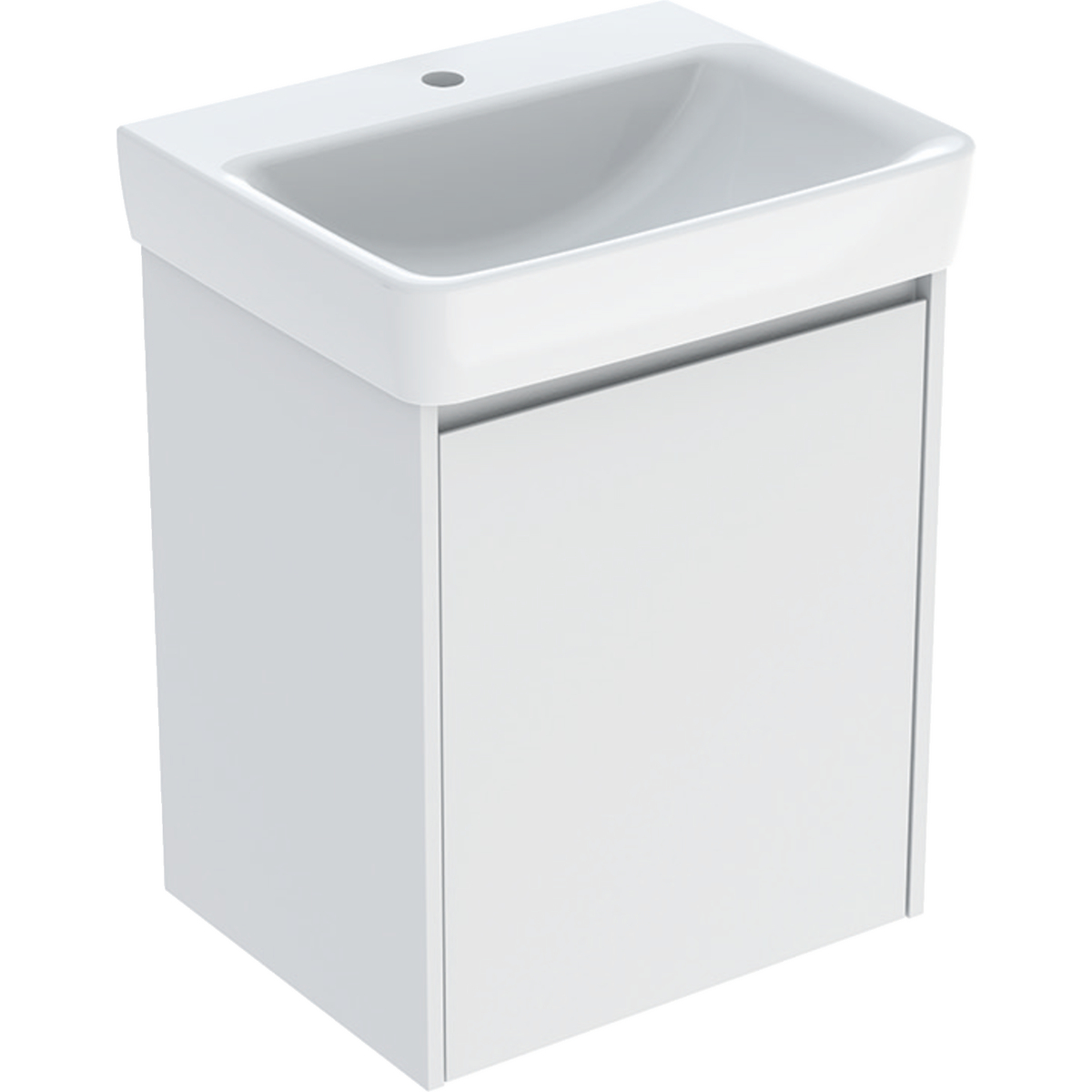 Geberit Selnova Square mosdószekrény mosdóval, egy ajtóval 55x69.7x44cm, fehér/lakkozott matt selyem 504.133.00.1