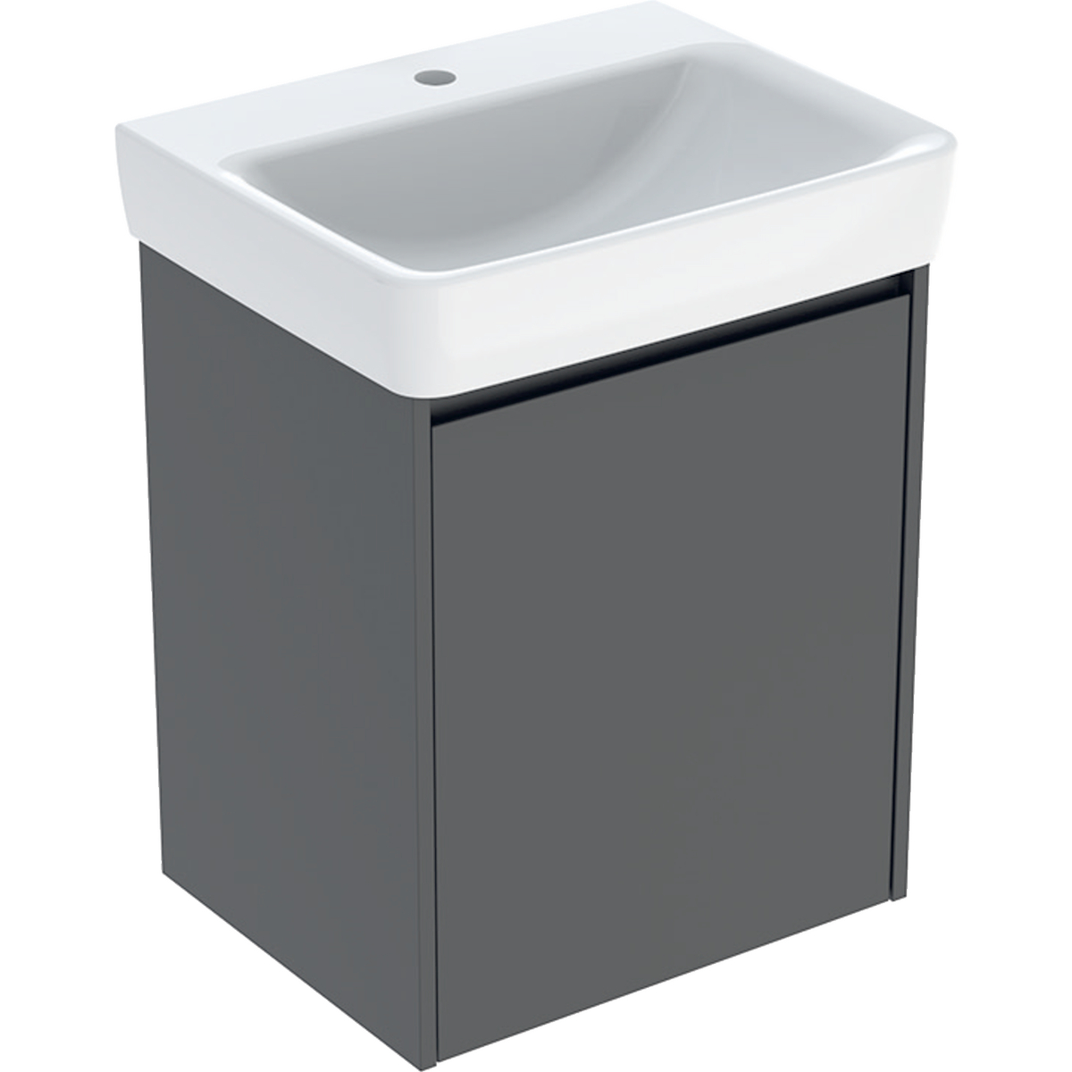 Geberit Selnova Square mosdószekrény mosdóval, egy ajtóval 55x69.7x44cm, láva/lakkozott selyem matt 504.133.JK.1