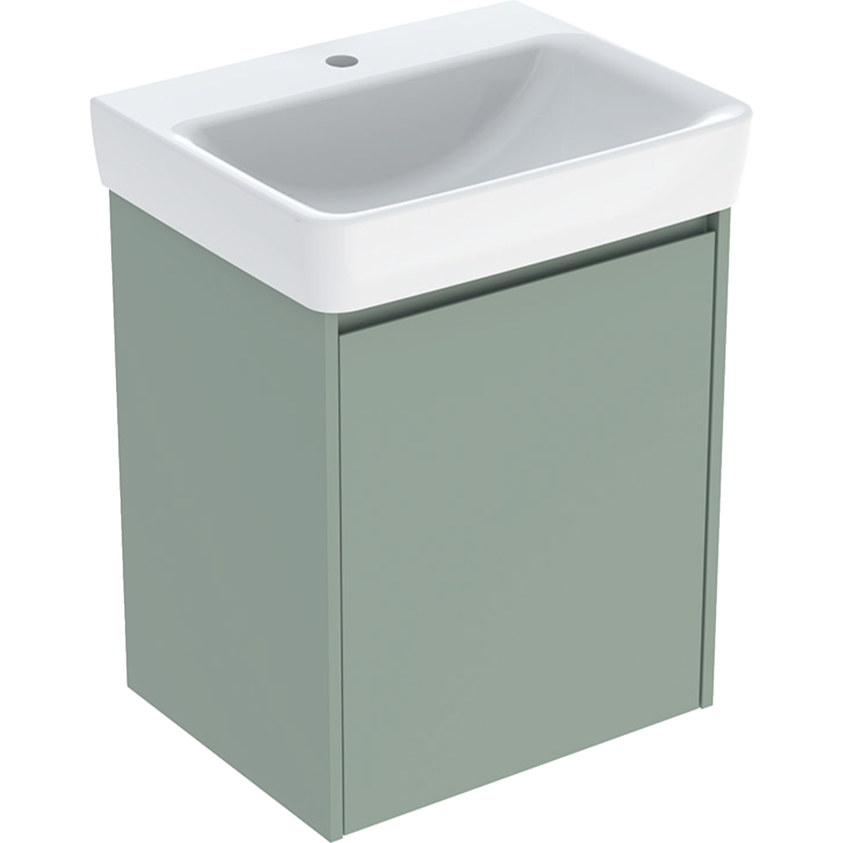 Geberit Selnova Square mosdószekrény mosdóval, egy ajtóval 55x69.7x44cm, zsályazöld/lakkozott selyem matt 504.133.IK.1