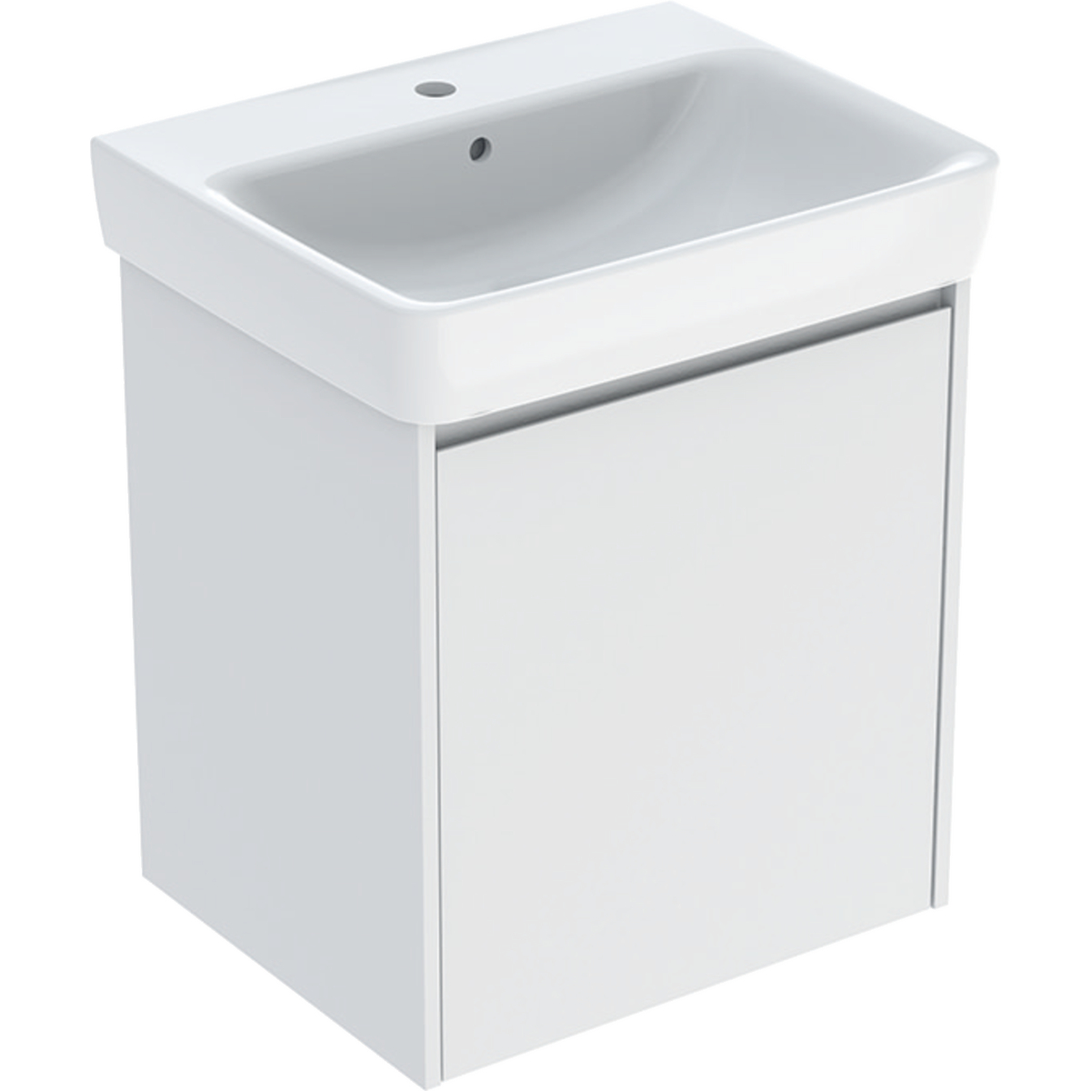Geberit Selnova Square mosdószekrény mosdóval, egy ajtóval 60x69.7x48 cm, fehér/lakkozott selyem matt 504.134.00.1