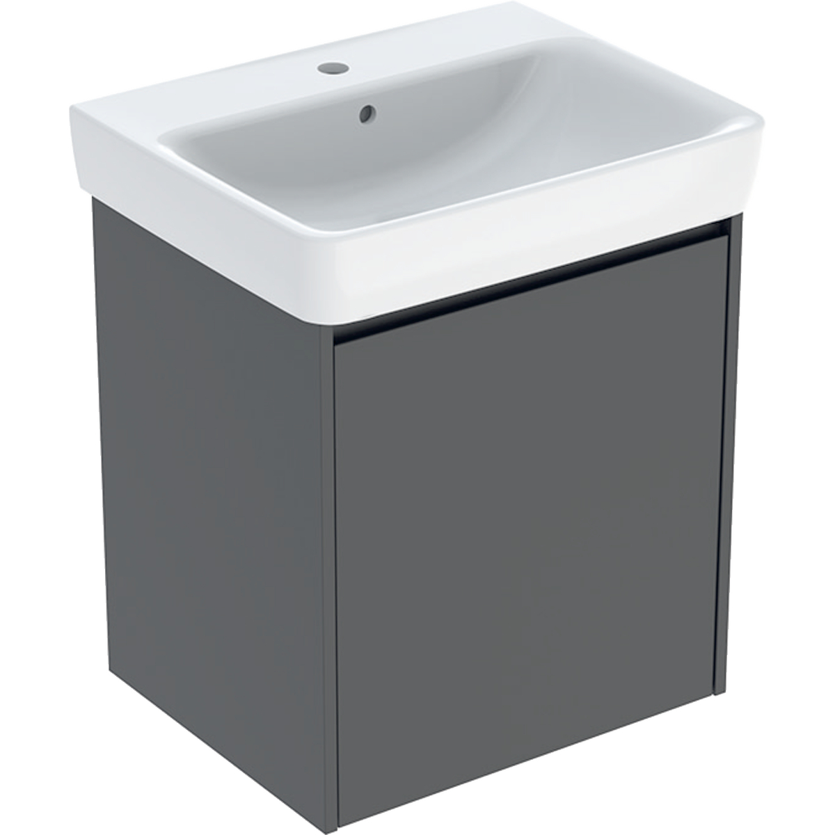 Geberit Selnova Square mosdószekrény mosdóval, egy ajtóval 60x69.7x48 cm, láva/lakkozott selyem matt 504.134.JK.1