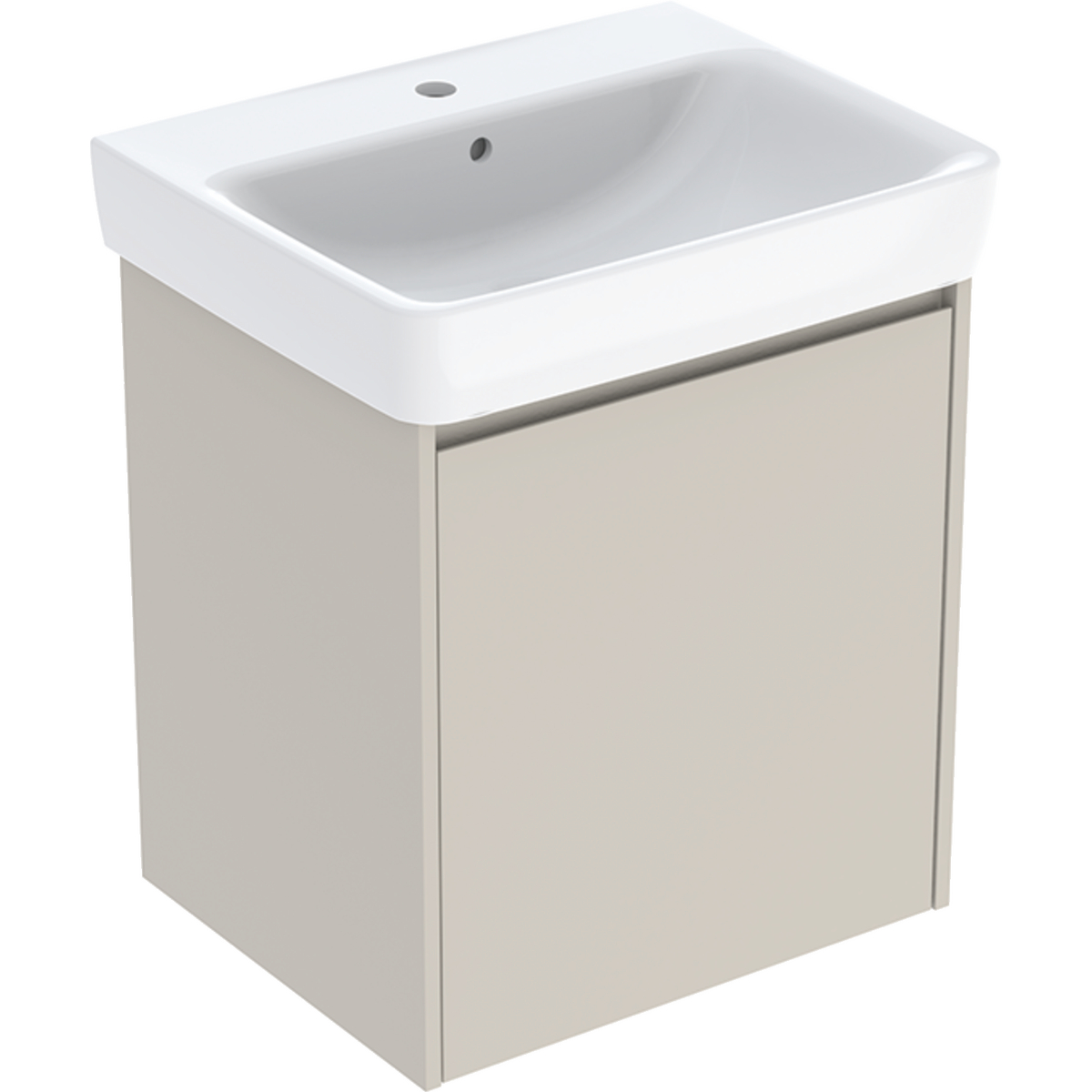 Geberit Selnova Square mosdószekrény mosdóval, egy ajtóval 60x69.7x48 cm, homokszürke/lakkozott selyem matt 504.134.DB.1