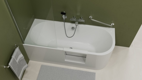 Sapho POLYSAN PORTAS L 180x75 cm balos aszimmetrikus kád ajtóval, fehér 75551
