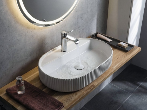Sapho INFINITY SINTESI 60x40 cm pultra ültethető mosdó, strip fehér 10SI65060