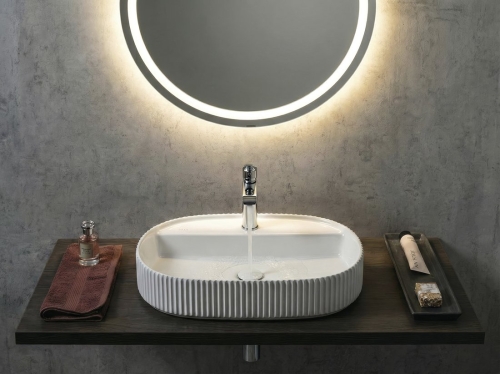 Sapho INFINITY SINTESI 60x40 cm pultra ültethető mosdó, strip fehér 10SI65060