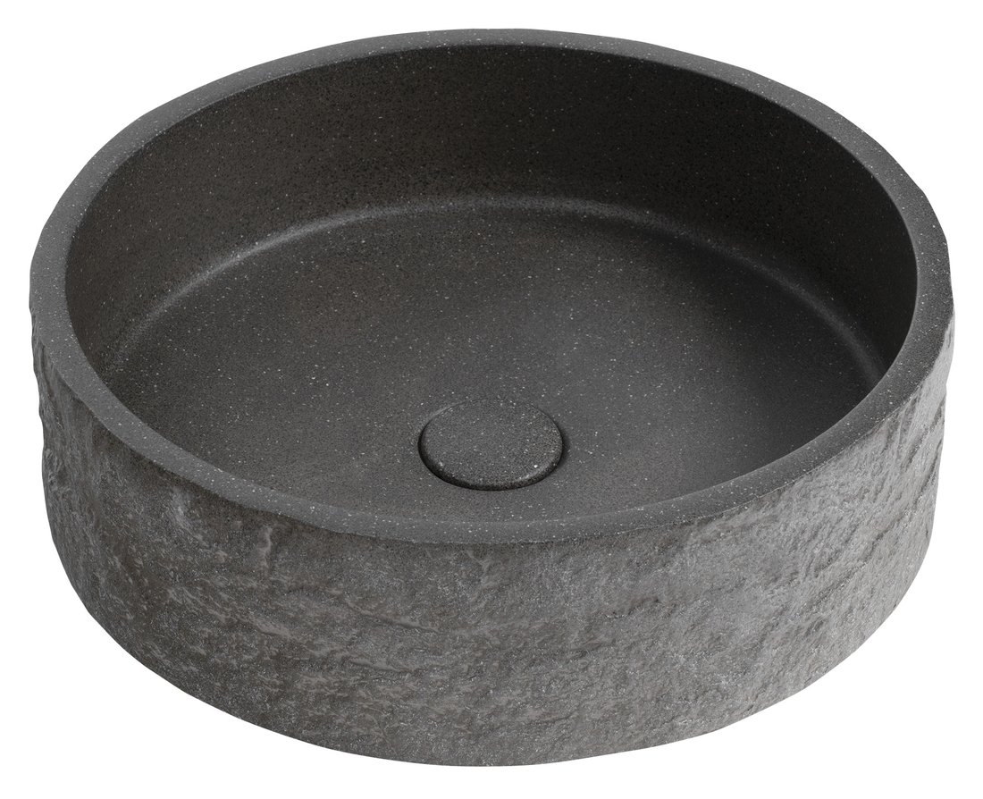 Sapho ISPIR 40 cm pultra ültethető betonmosdó, gránit fekete AR476