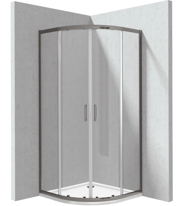 Deante Funkia Evo negyedköríves zuhanykabin zuhanytálcával 90x90 cm, titánium KYPPD099P