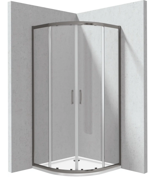 Deante Funkia Evo negyedköríves zuhanykabin zuhanytálcával 80x80 cm, titánium KYPPD088P