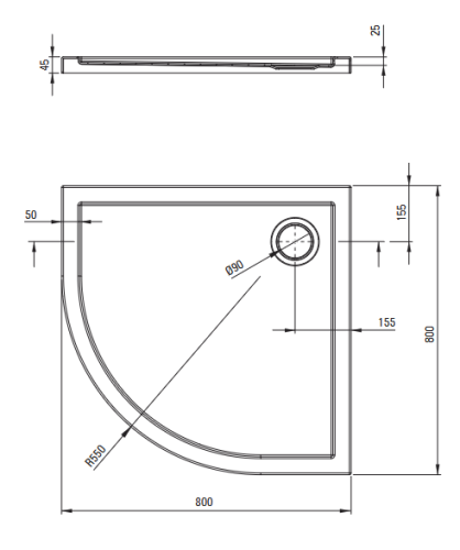 Deante Funkia Evo negyedköríves zuhanykabin zuhanytálcával 80x80 cm, króm KYPP0088P