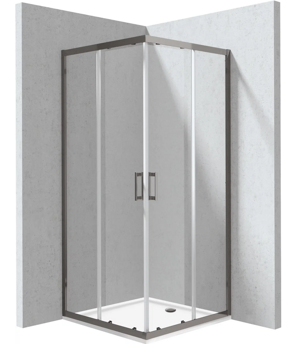 Deante Funkia Evo szögletes zuhanykabin zuhanytálcával 90x90 cm, titánium KYCPD099P