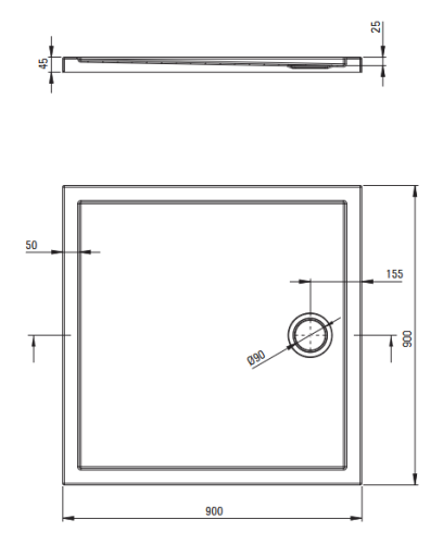 Deante Funkia Evo szögletes zuhanykabin zuhanytálcával 90x90 cm, króm KYCP0099P