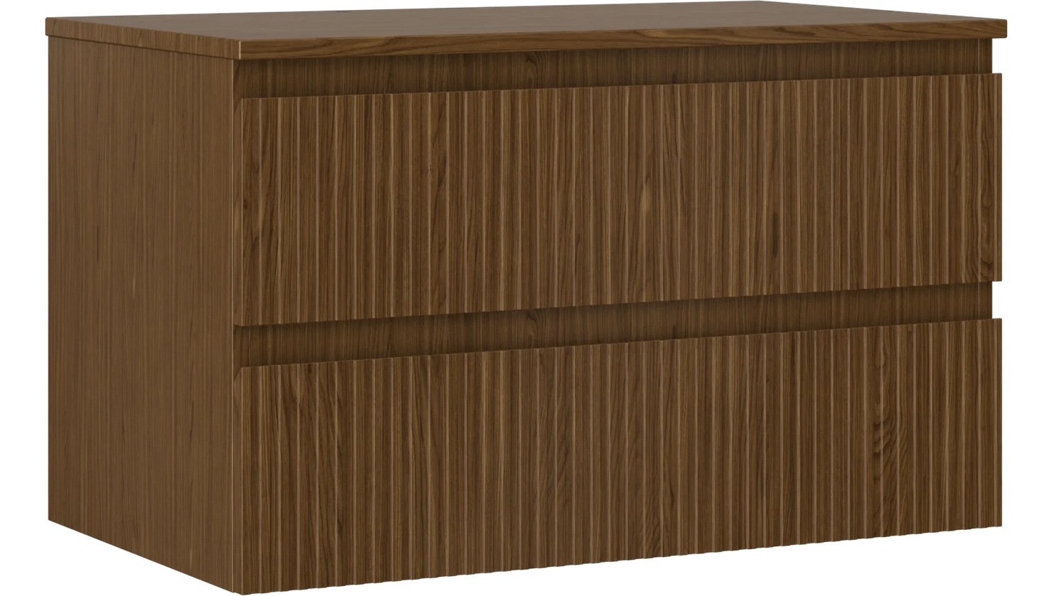Mexen Rivel 80 cm fürdőszobai szekrény pulttal, 2 fiók, bordázott, dió - 91A20-08047-2-BFFC86