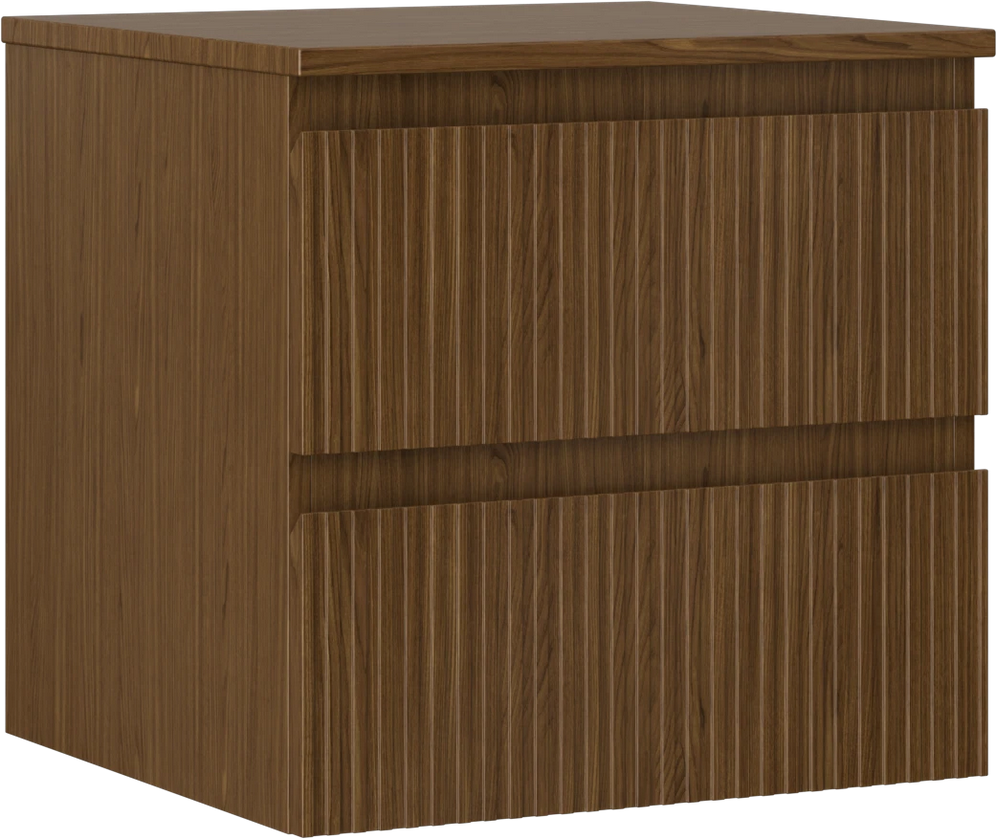 Mexen Rivel 50 cm fürdőszobai szekrény pulttal, 2 fiók, bordázott, dió - 91A20-05047-2-BFFC86